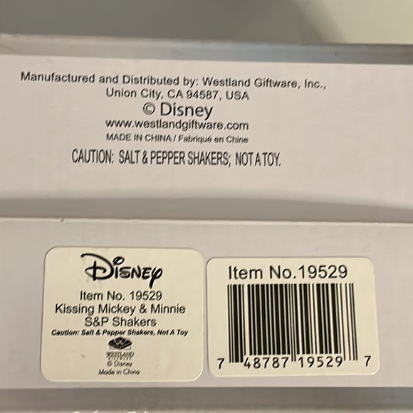 Disney Mickey & Minnie Kissing Salt & Pepper Westland Giftware Box - Picture 5 of 7